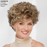Voluminous layers of allover spiral curls give this gorgeous curly wig a wealth of body, bounce, and texture. The curly, brow skimming bangs and lush, curly sides effortlessly frame the face and accentuate the gently contoured silhouette. Super light, baby fine Kanekalon&#174; WhisperLite&#174; fibers make the wig so comfortable and lightweight you wont even feel like youre wearing it 100 hand tied monofilament top features a thin, breathable fabric that allows skin color to show through for a very natural looking effect and allows you to direct the hand tied fibers for your desired look. Developed by medical professionals specifically for women with medical hair loss, the lightweight, non allergenic SOFTouch&#174; gel lining reduces irritation and itching, warms to your body temperature, and maximizes comfort. Open ear tabs allow you to wear glasses through small openings in the wig and over the fibers for a natural look. Extended neck allows more coverage of the nape of the neck so 