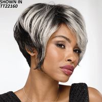 Longer, feathery layers on top add volume, dimension, and drama to this edgy crop cut wig. The sweeping, side parted front and graduated, chin length side layers dramatically contrast with the contoured back and tapered nape, creating a stunning, fashion conscious silhouette thats sure to turn heads. Easy care synthetic fibers hold the style with minimum upkeep. Permalift and Permatease technologies offer volume and fullness without adding extra weight. Open ear tabs allow you to wear glasses through small openings in the wig and over the fibers for a natural look. Extended neck allows more coverage of the nape of the neck so you can easily tuck away any stray hairs underneath. Yaki texture adds visual interest and depth to the color. Length: 5 7. 5 Front; 5 6 Top; 5 6 Crown; 5. 5 Sides; 2. 5 Upper Back; 1. 5 Nape. Weight: 2. 8 oz.